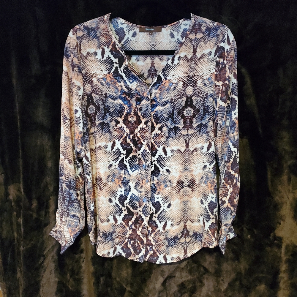 Snake Print Dress Shirt - M